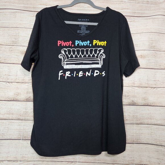 NWOT Friends Pivot Pivot Pivot Licensed Adult T-Shirt Size 2X Black Colorful - Picture 1 of 9